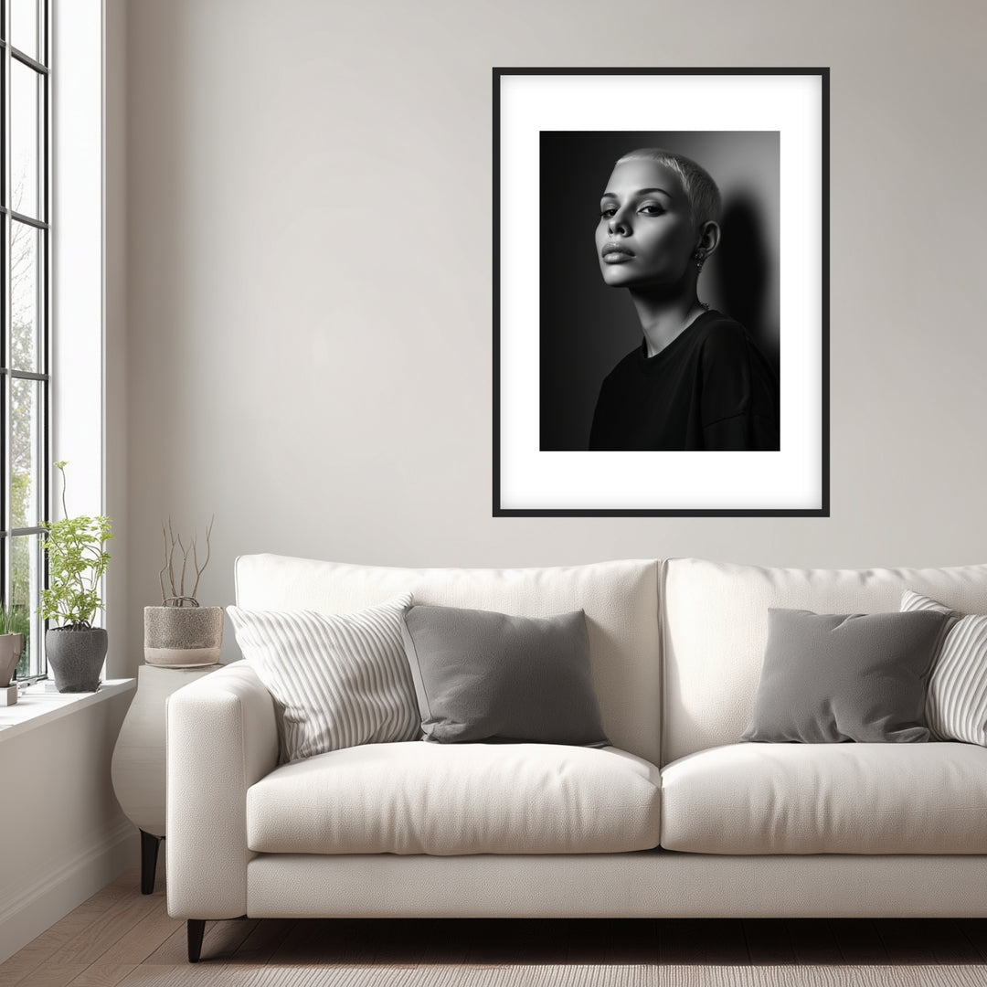 Schwarzweiss Portrait Frau Poster schwarz weiß – mattes Kunstdruck-Papier – Ansicht 2