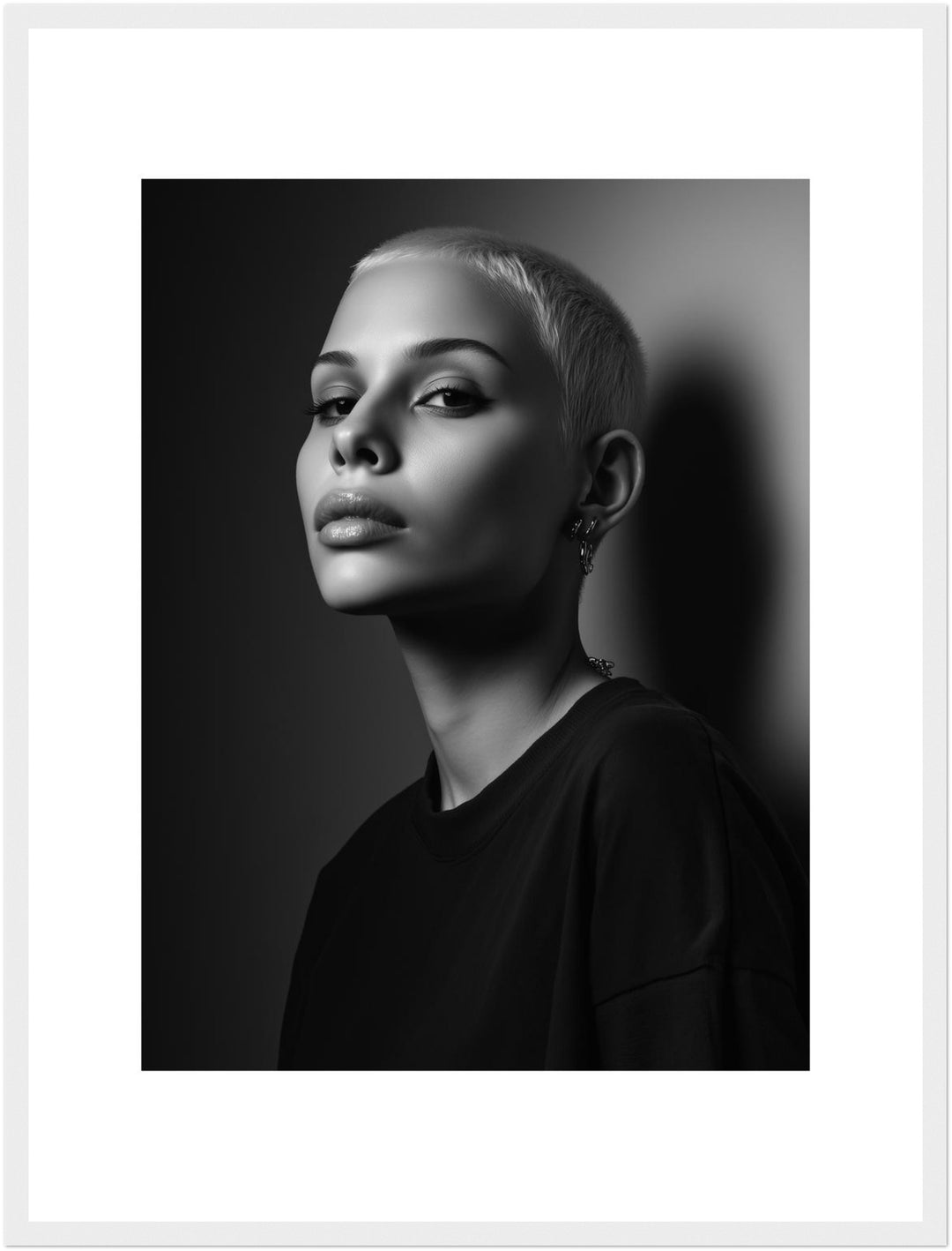Schwarzweiss Portrait Frau Poster schwarz weiß – mattes Kunstdruck-Papier – Ansicht 6