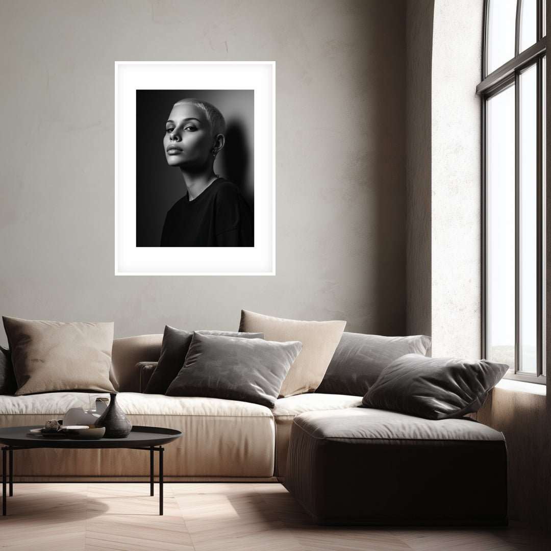 Schwarzweiss Portrait Frau Poster schwarz weiß – mattes Kunstdruck-Papier – Ansicht 4