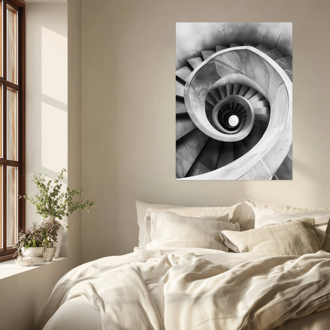 Spiraltreppe Draufsicht Leinwandbild abstrakt – Leinwand auf Holzrahmen – Ansicht 3