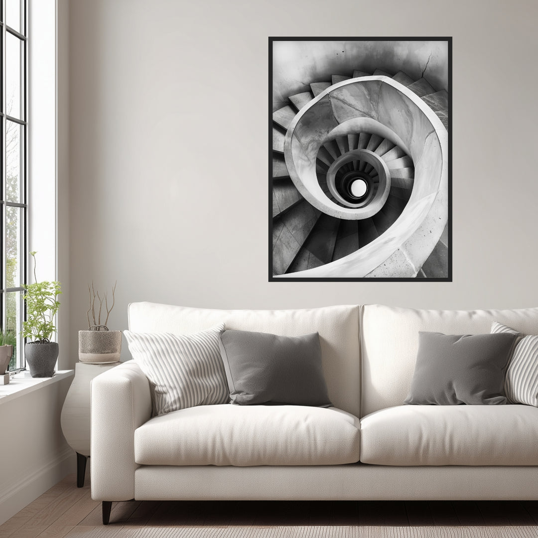 Spiraltreppe Draufsicht Poster abstrakt – mattes Kunstdruck-Papier – Ansicht 3