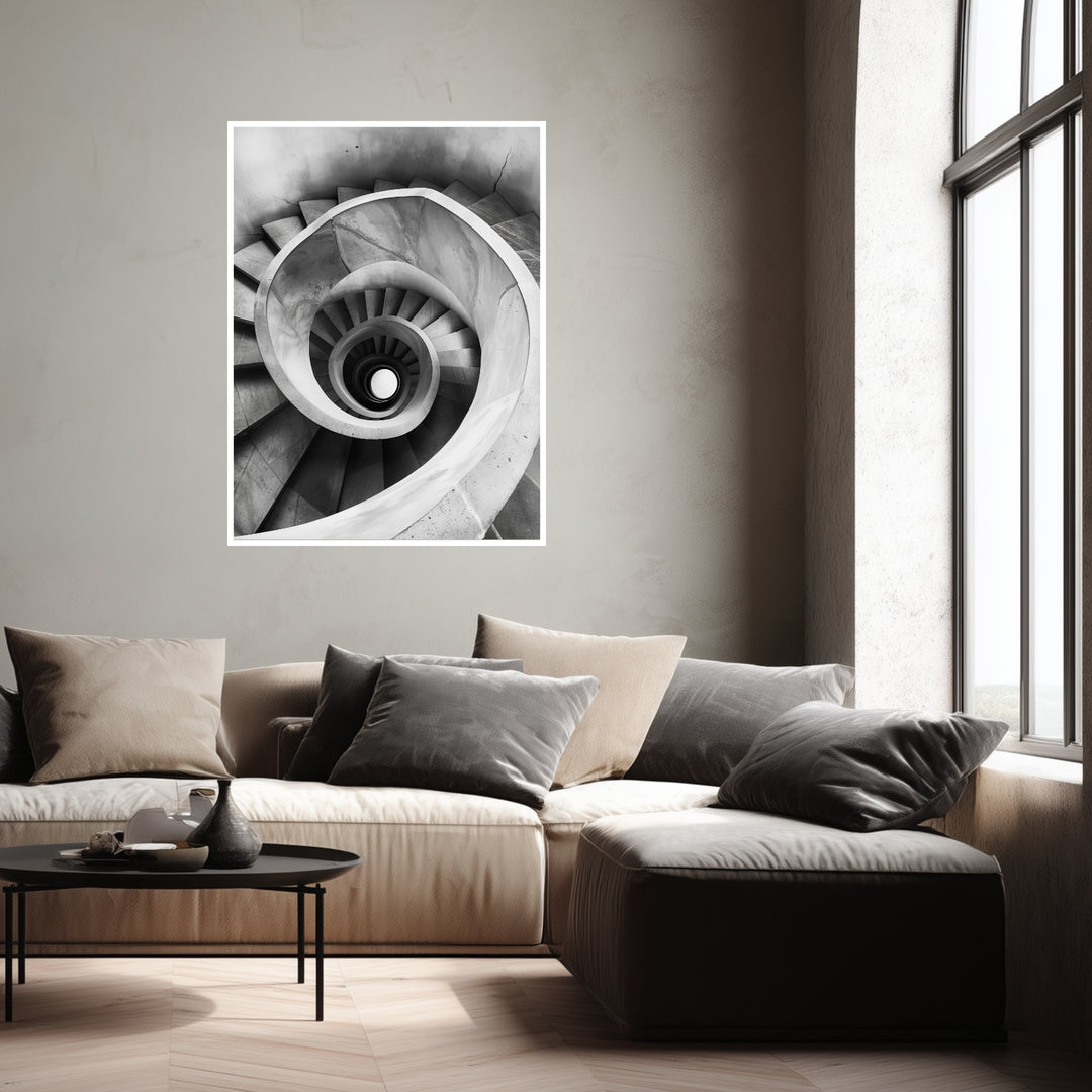 Spiraltreppe Draufsicht Poster abstrakt – mattes Kunstdruck-Papier – Ansicht 4