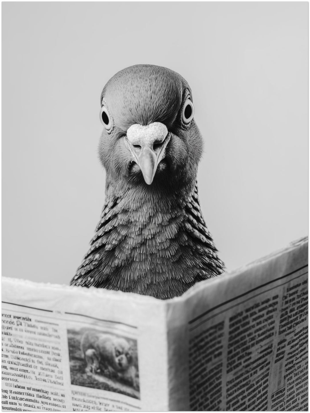 Taube mit Zeitung abstrakt – Wandkunst
