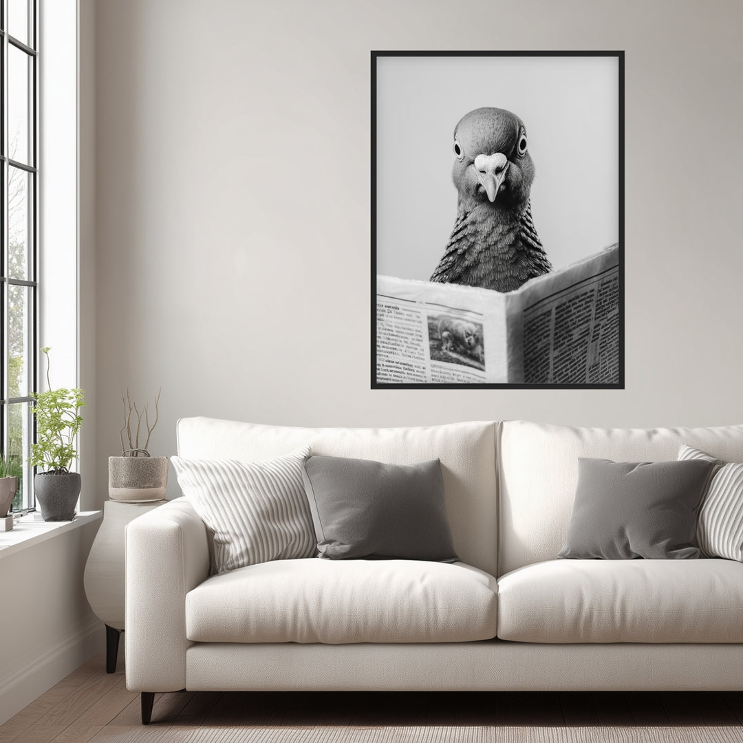Taube mit Zeitung Poster abstrakt – mattes Kunstdruck-Papier – Ansicht 3