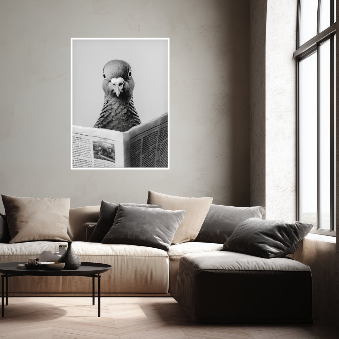 Taube mit Zeitung Poster abstrakt – mattes Kunstdruck-Papier – Ansicht 4