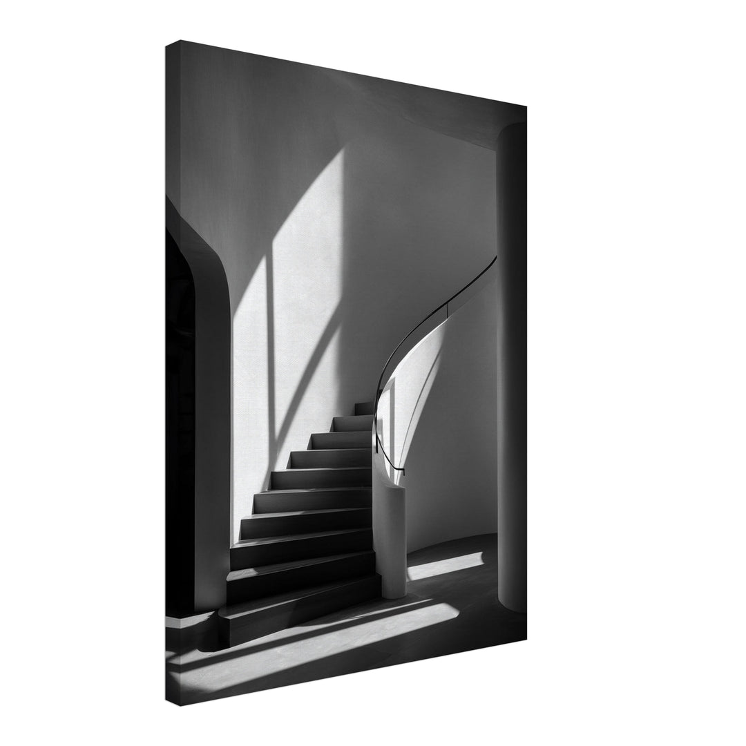 Treppe Leinwandbild schwarz weiß – Leinwand auf Holzrahmen – Ansicht 2