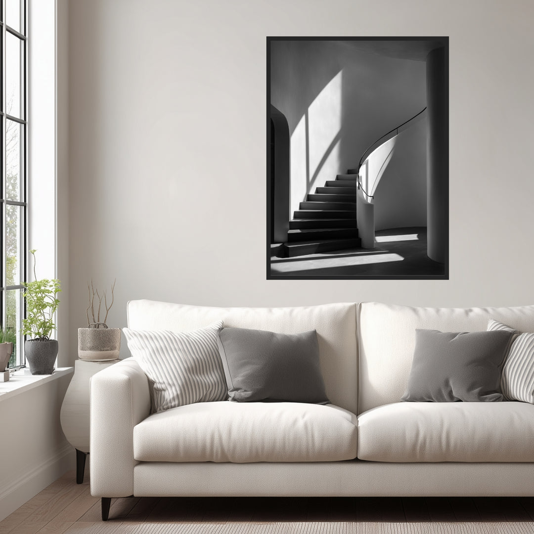 Treppe Poster schwarz weiß – mattes Kunstdruck-Papier – Ansicht 2