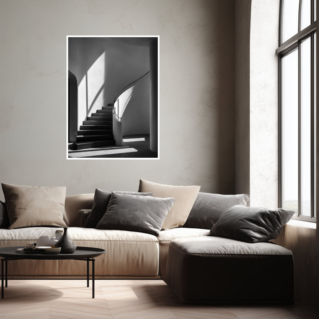 Treppe Poster schwarz weiß – mattes Kunstdruck-Papier – Ansicht 4