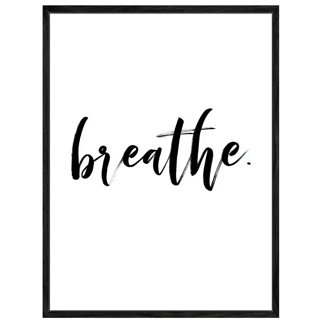 Typografie breathe Leinwandbild abstrakt – Leinwand auf Holzrahmen – Ansicht 4