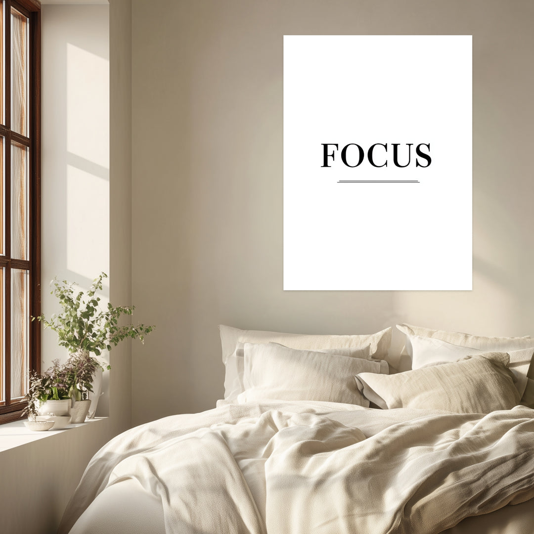 Typografie FOCUS Leinwandbild abstrakt – Leinwand auf Holzrahmen – Ansicht 3