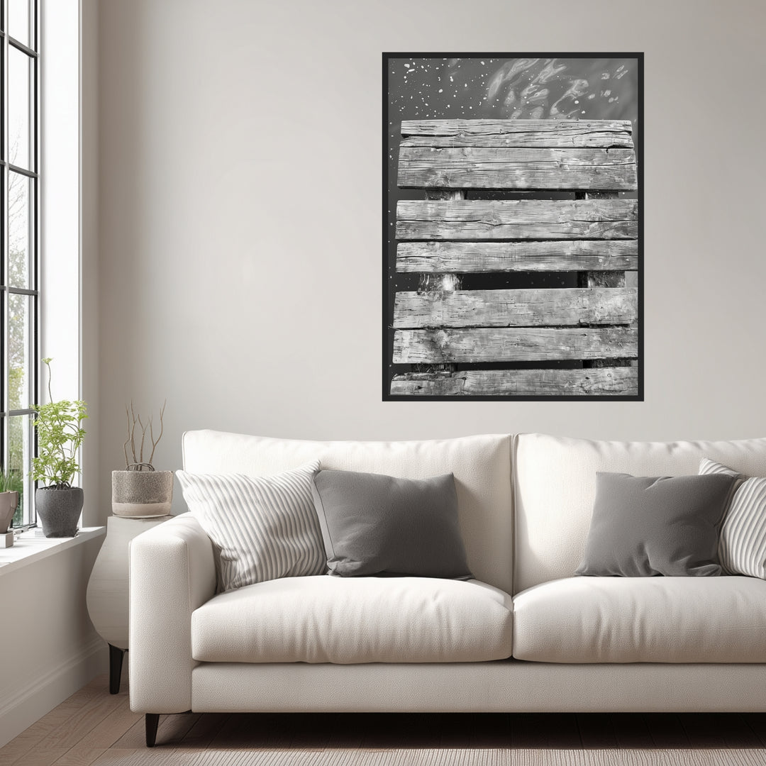 Verwitterter Holzsteg Poster schwarz weiß – mattes Kunstdruck-Papier – Ansicht 4