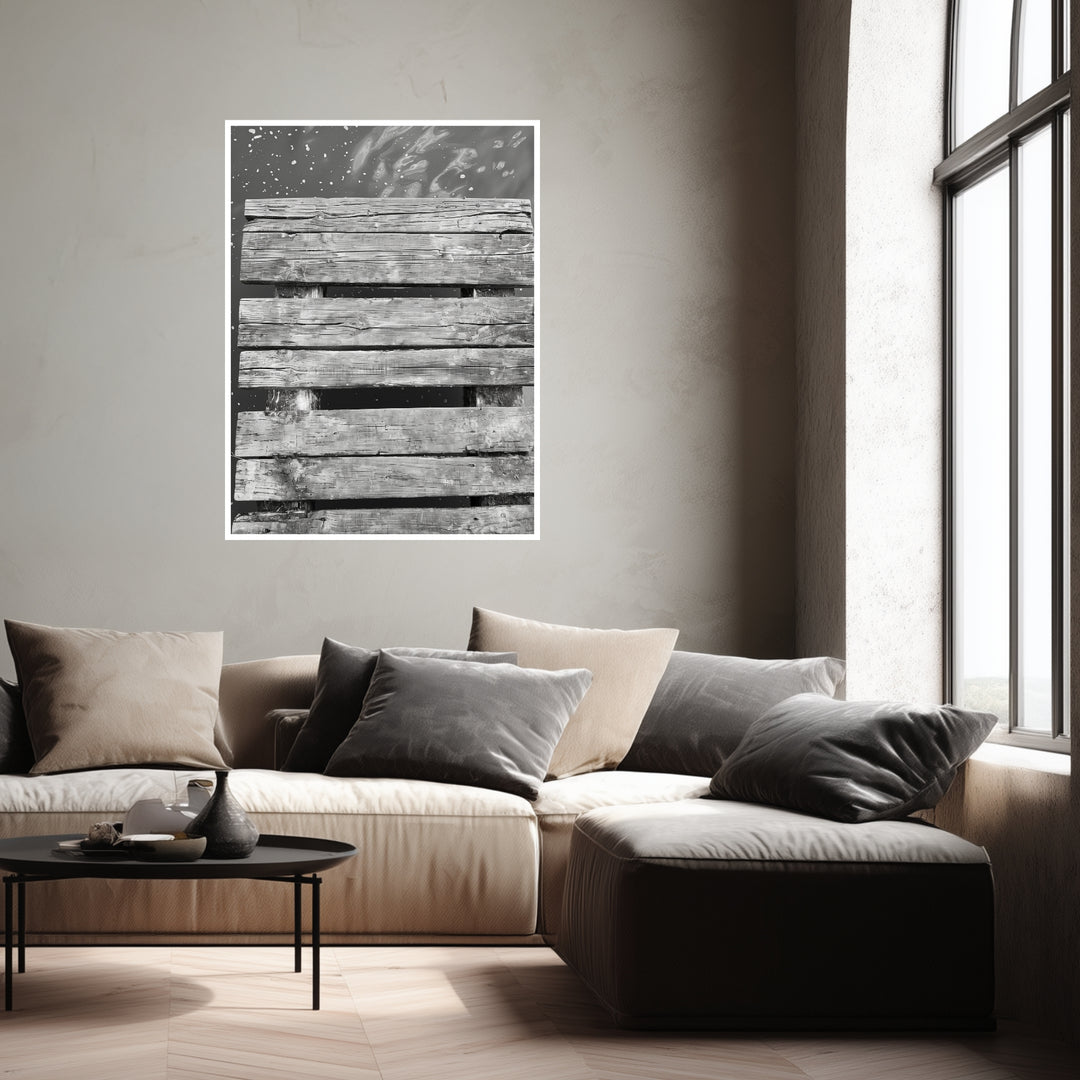Verwitterter Holzsteg Poster schwarz weiß – mattes Kunstdruck-Papier – Ansicht 3