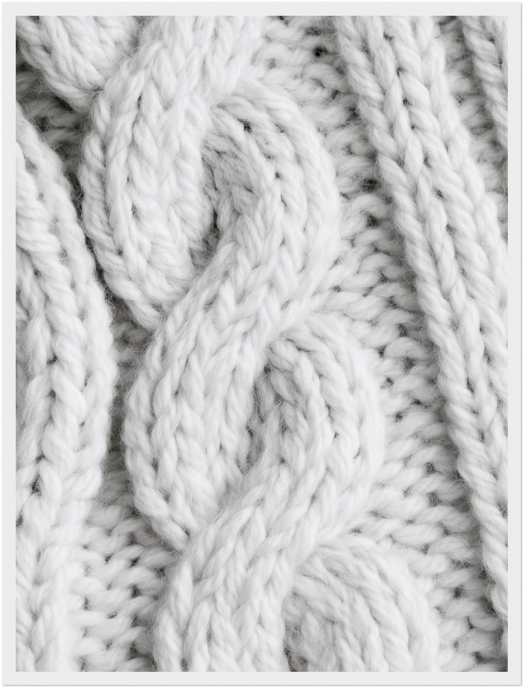 Weißes Strickgewebe Nahaufnahme Poster – Weißer Rahmen – Produktfoto