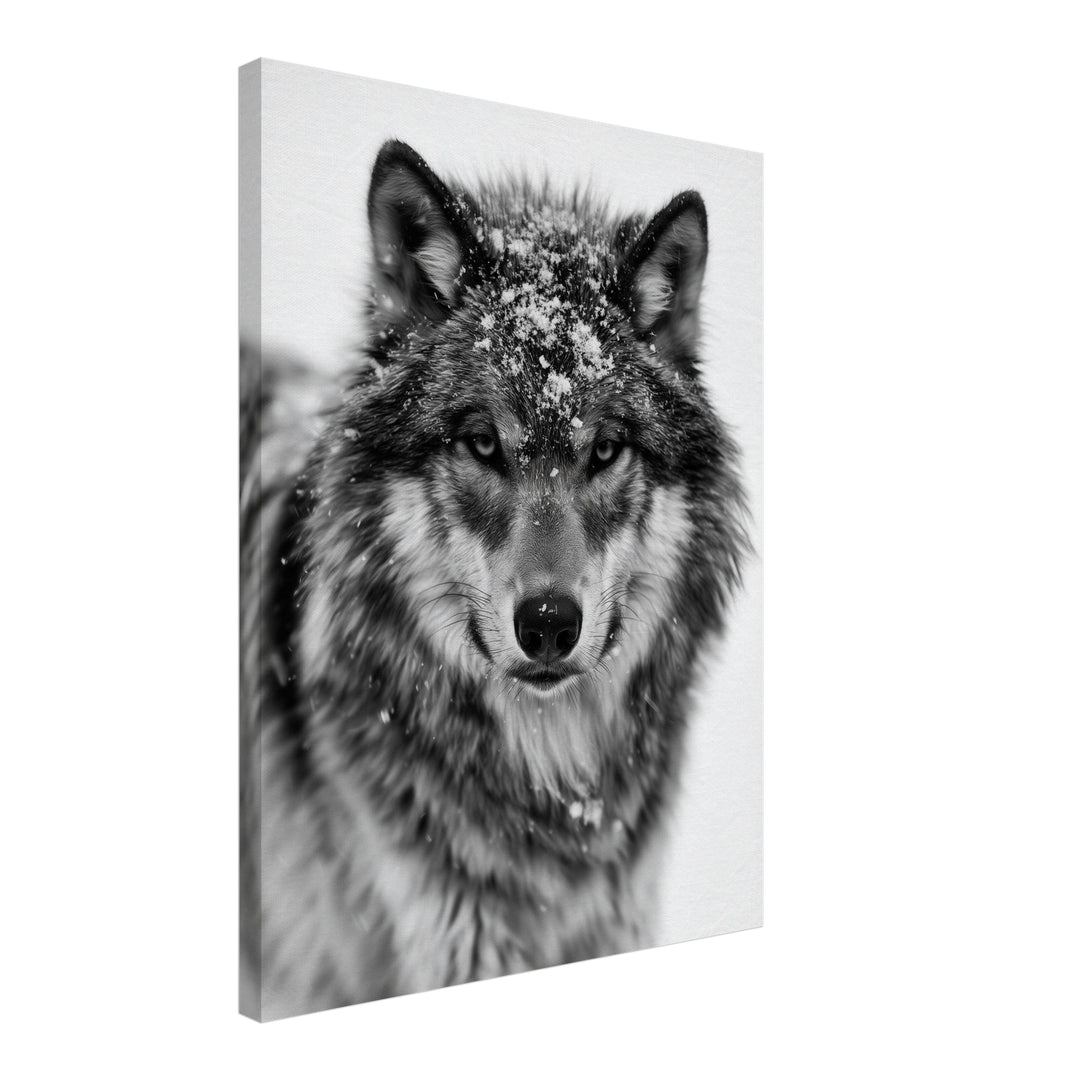 Wolf im Schneetreiben – Einzelmotiv aus dem 2er Leinwand Set