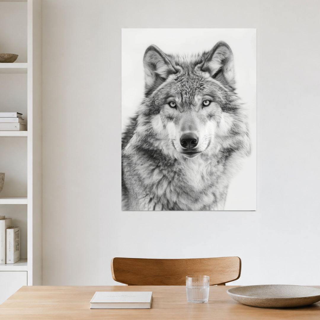 Wolf im Schwarz-Weiß-Zauber Poster – Ohne Rahmen – Produktfoto