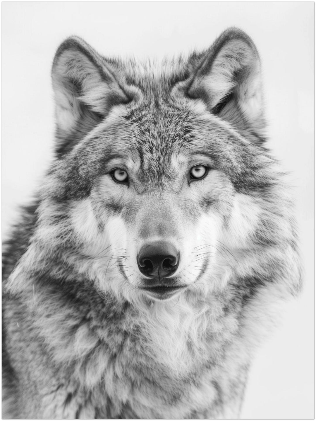 Wolf im Schwarz-Weiß-Zauber Leinwandbild – Ohne Rahmen – Produktfoto