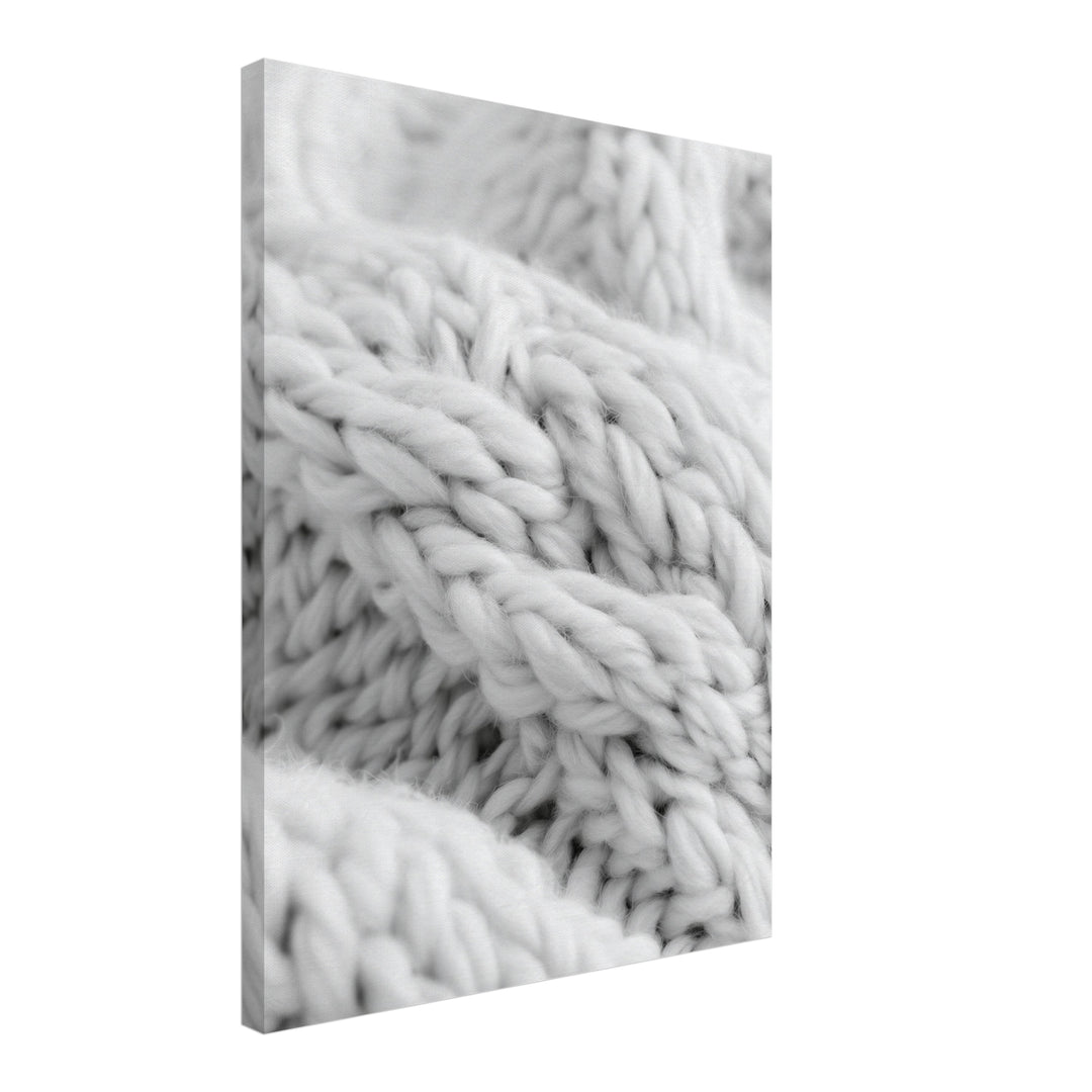 Strickmuster in weiß Leinwandbild – Schräge Ansicht – Produktfoto