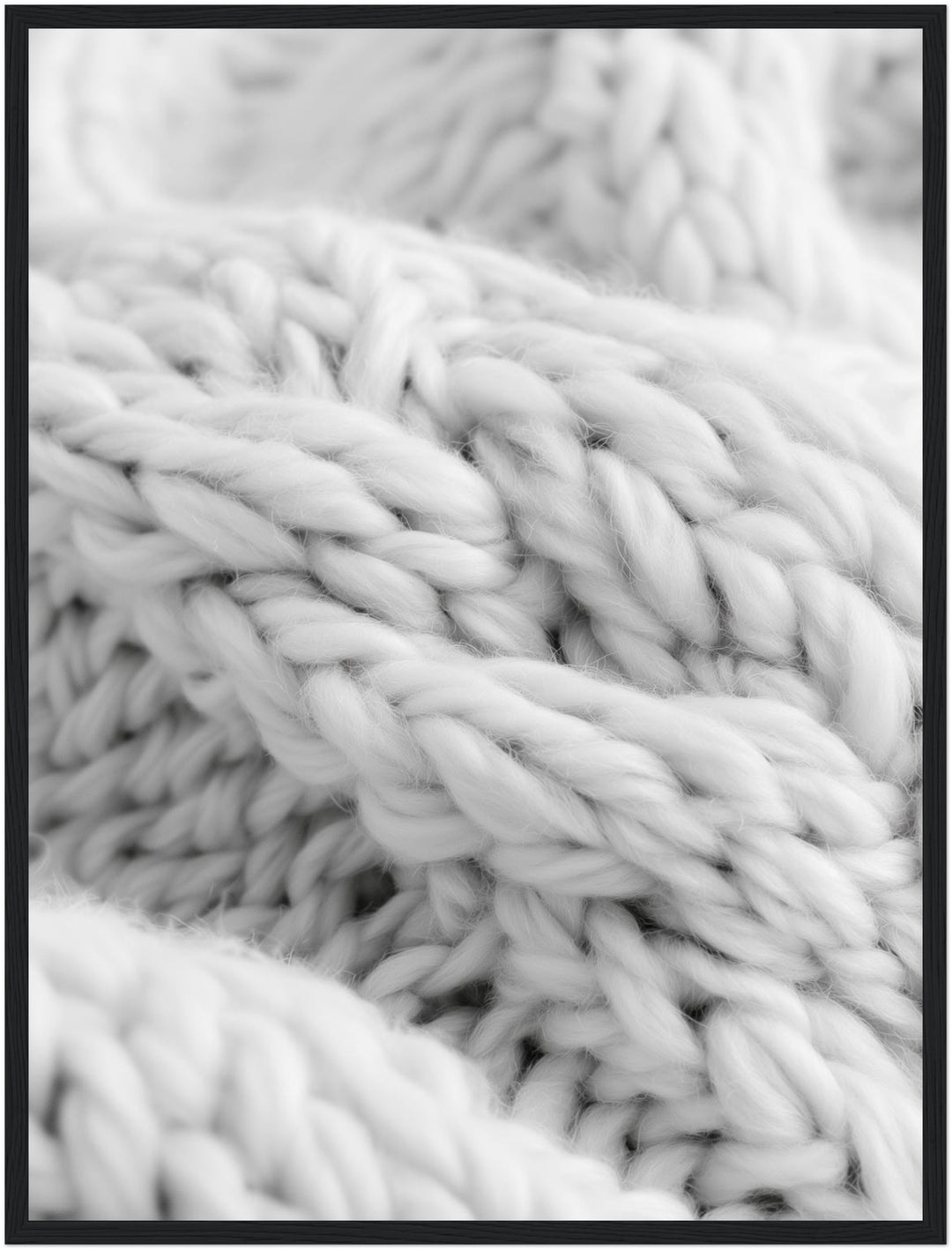 Strickmuster in weiß Poster – Schwarzer Rahmen – Produktfoto