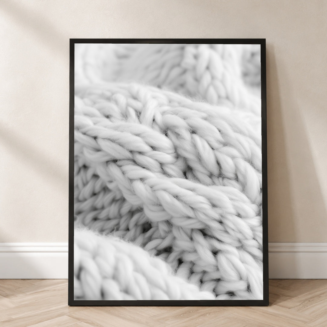 Strickmuster in weiß Poster – Schwarzer Rahmen – Produktfoto