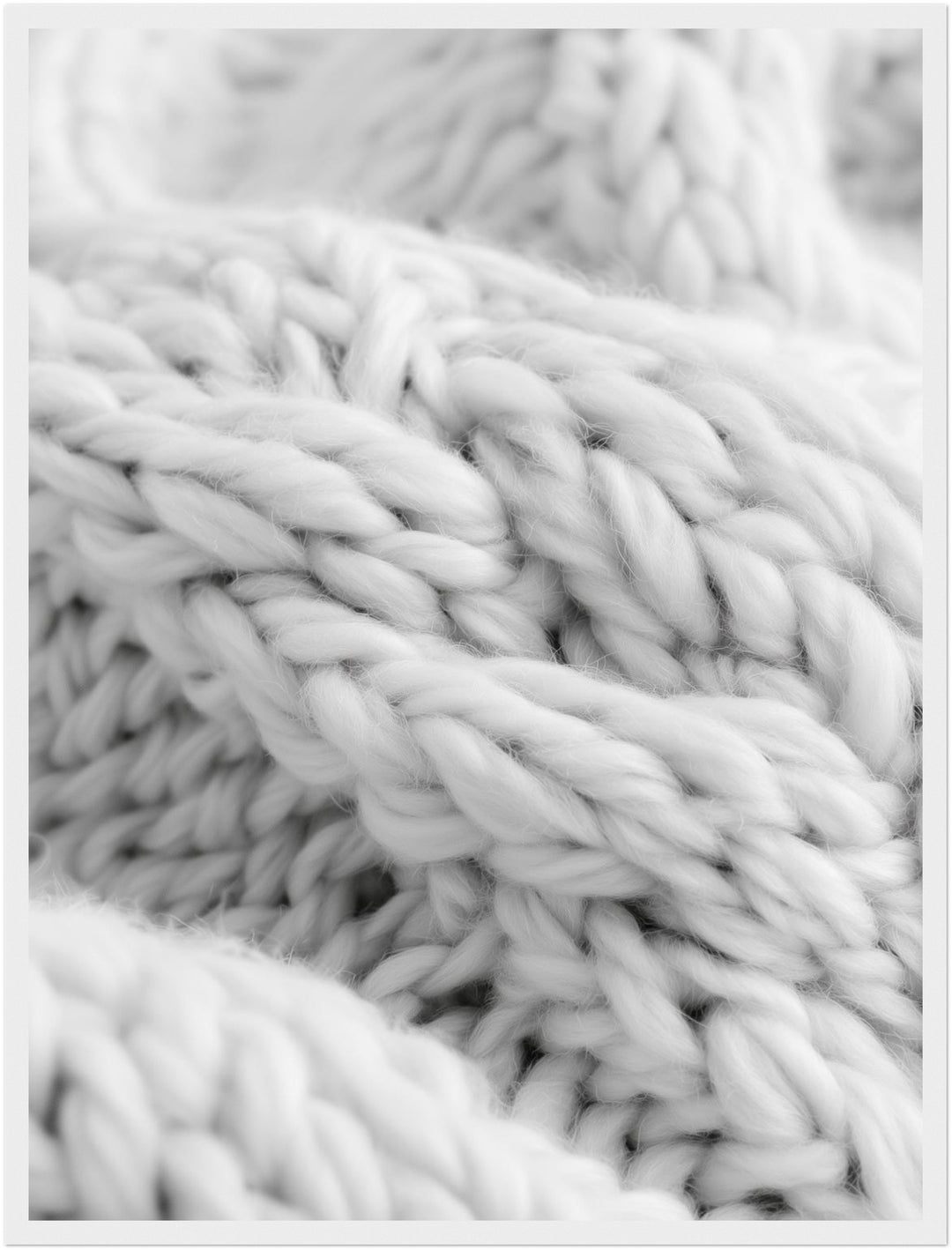 Strickmuster in weiß Poster – Weißer Rahmen – Produktfoto