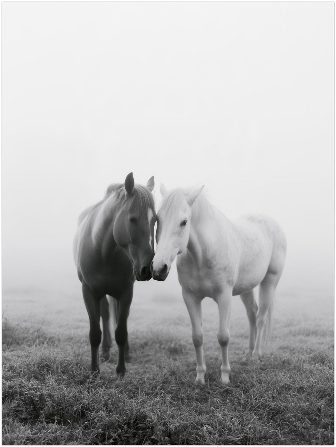 Zwei Pferde im Nebel Poster – Ohne Rahmen – Produktfoto
