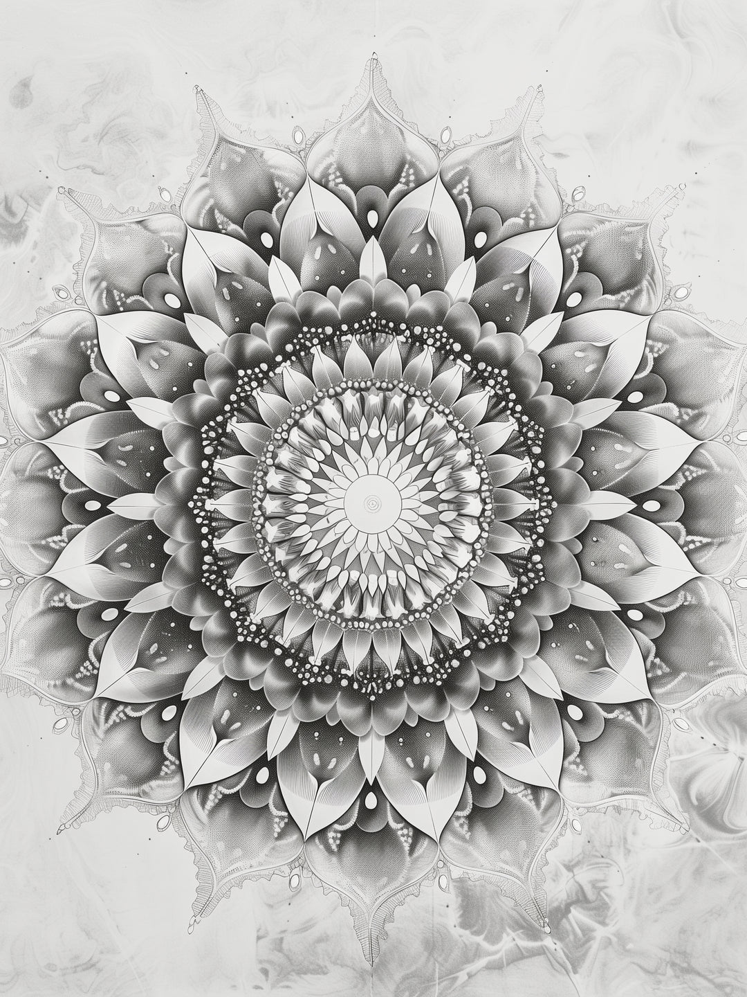 Schwarze und weiße Blüte spirituell – Wandkunst