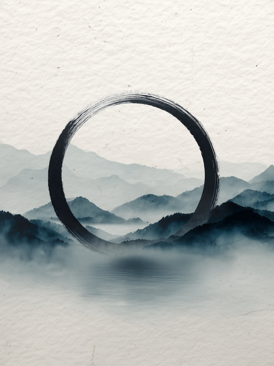 Schwarzer Kreis Nebel Zen – Wandkunst