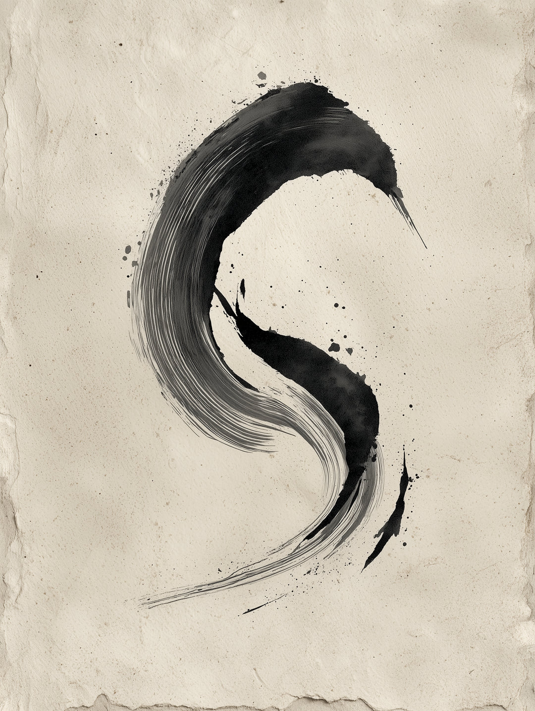 Schwarzer Pinselbogen Zen – Wandkunst