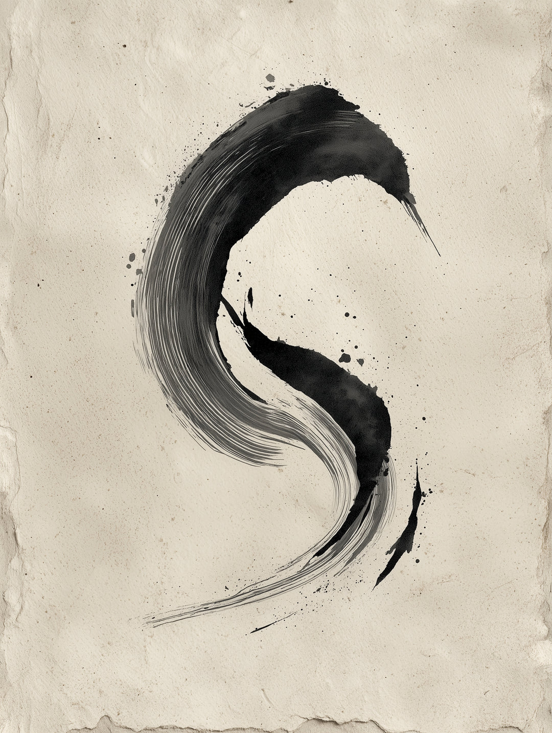 Schwarzer Pinselbogen Zen – Wandkunst