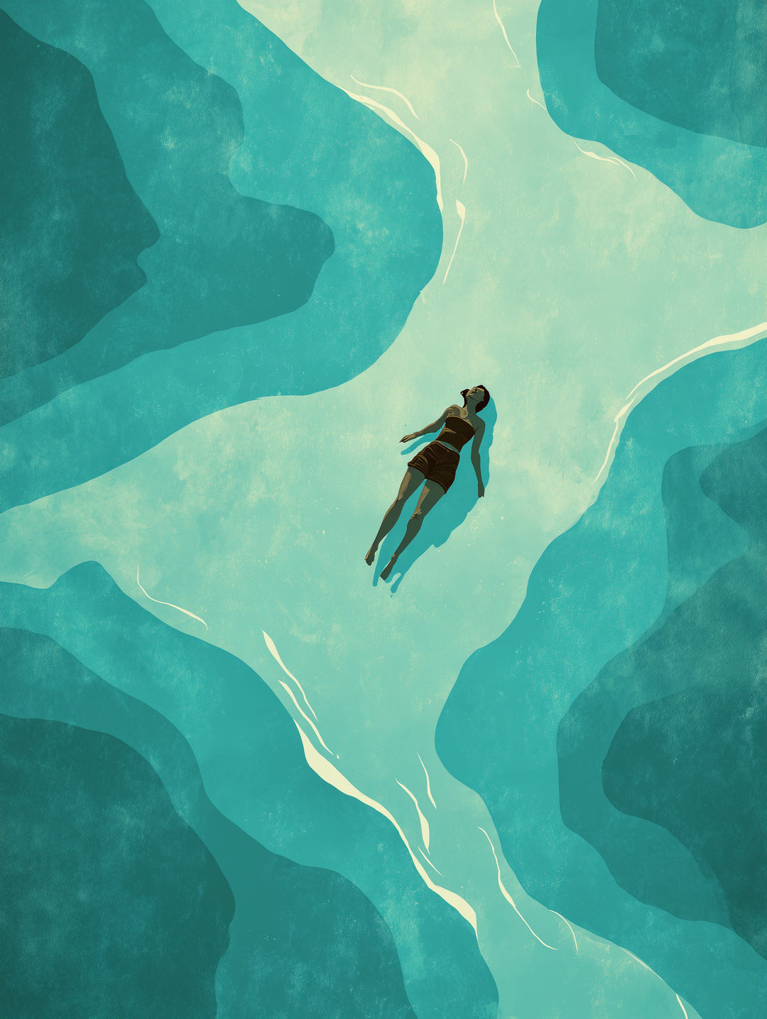 Schwimmende Person Wasser  – Wandkunst