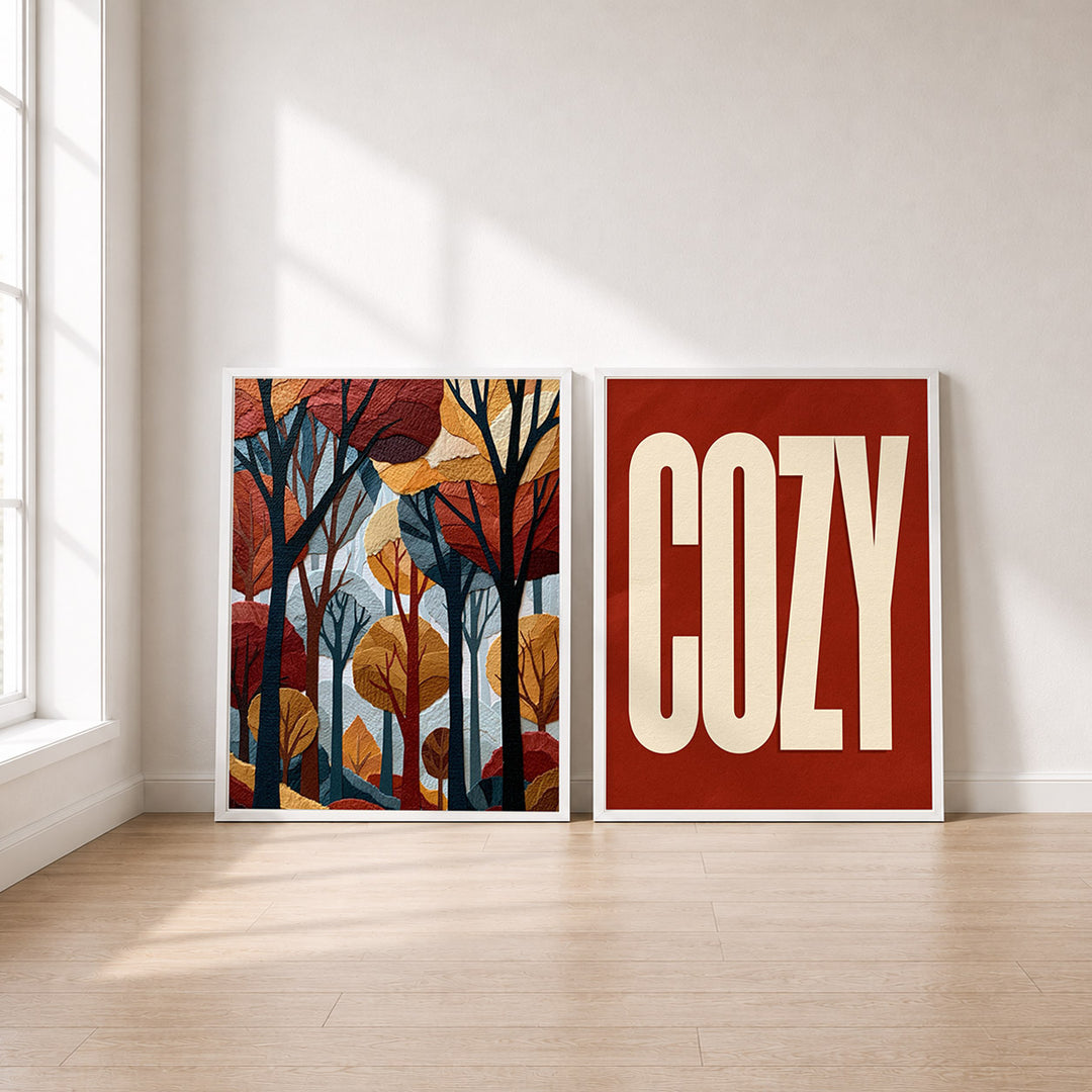 Set-Ansicht: Cozy Herbstwald 2er Poster Set