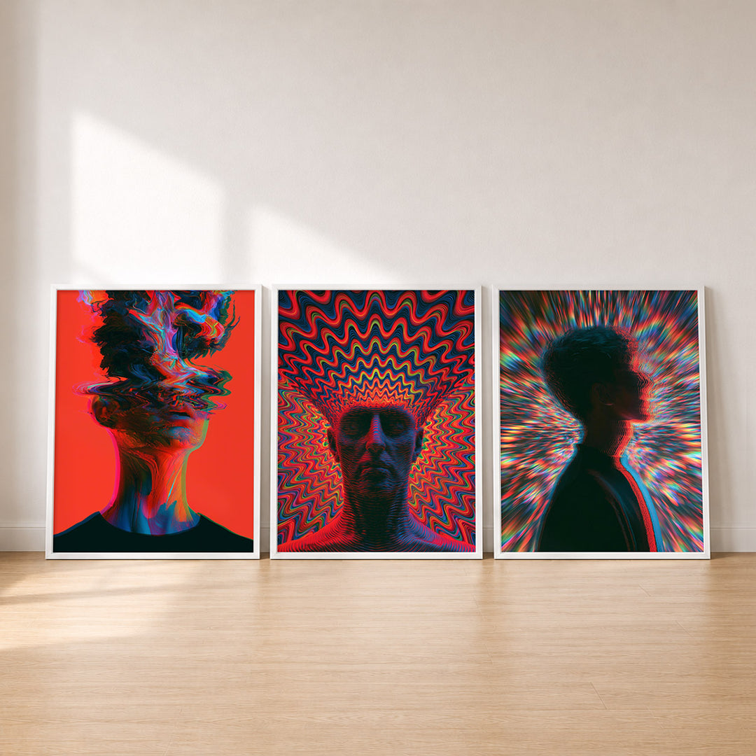 Set-Ansicht: Psychedelische Köpfe 3er Set Poster