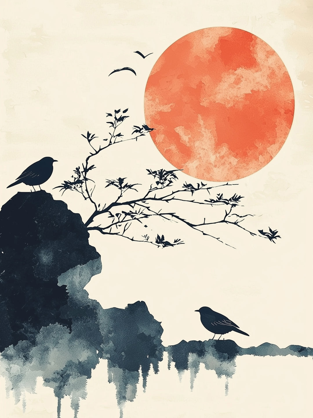 Sonnenaufgang über der Stille Japandi – Wandkunst