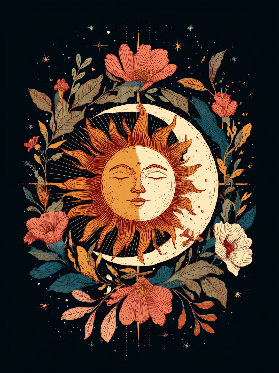 Sonnenmondblüte spirituell – Wandkunst