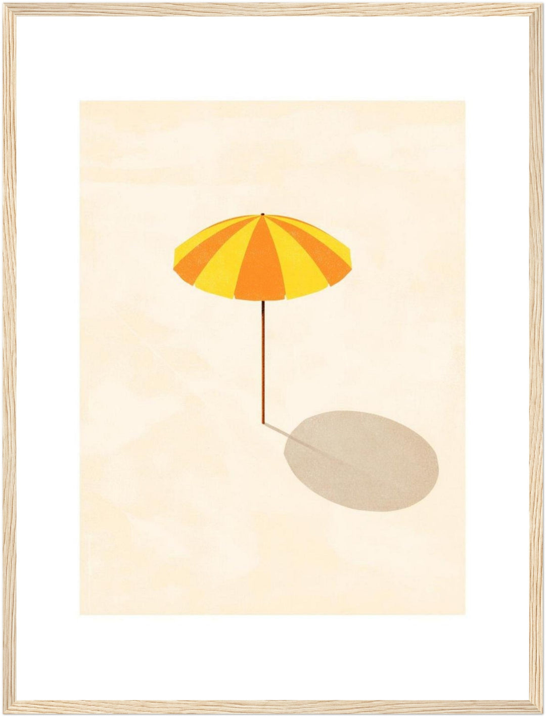Sonnenschirm minimalistisch Poster – Holz natur Rahmen – Produktfoto