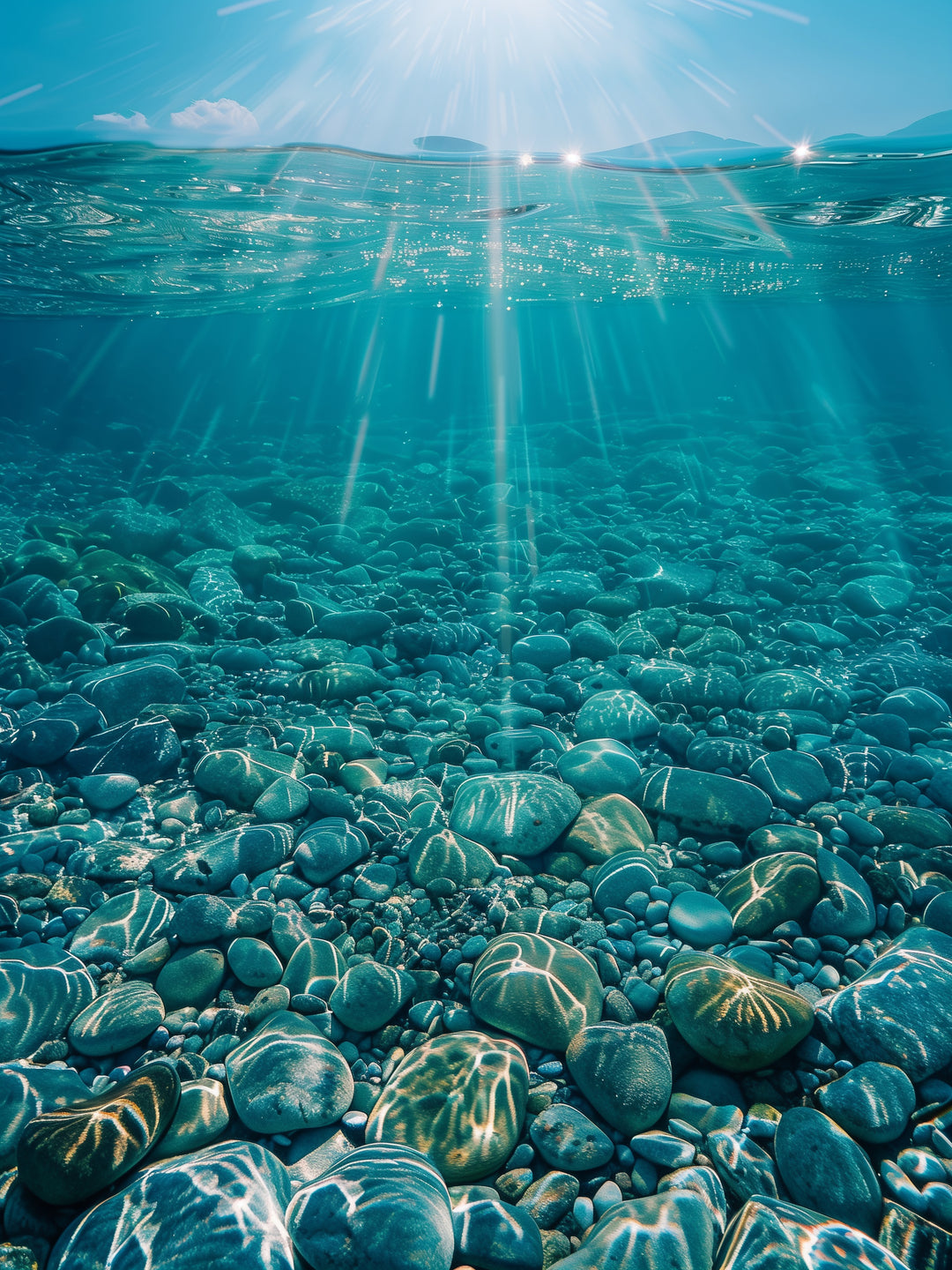 Sonnenstrahlen unter Wasser Landschaft – Wandkunst