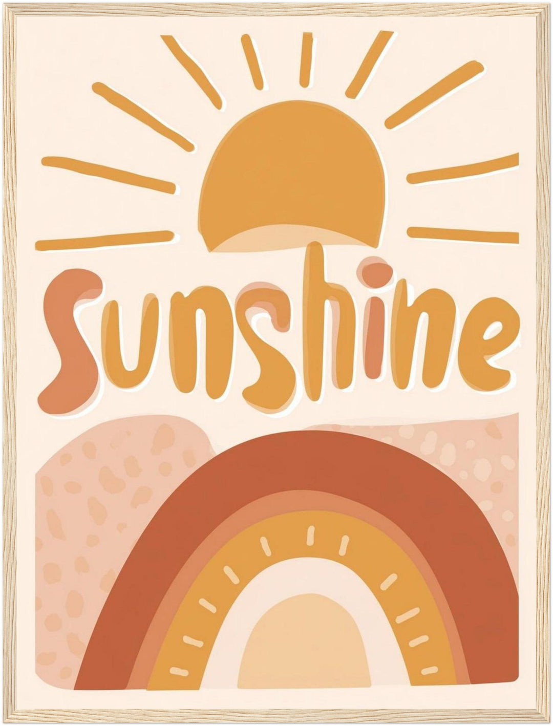 Sonne und Regenbogen Poster – Holz natur Rahmen – Produktfoto