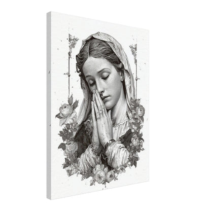 Betende Frau Blumenrahmen Leinwandbild