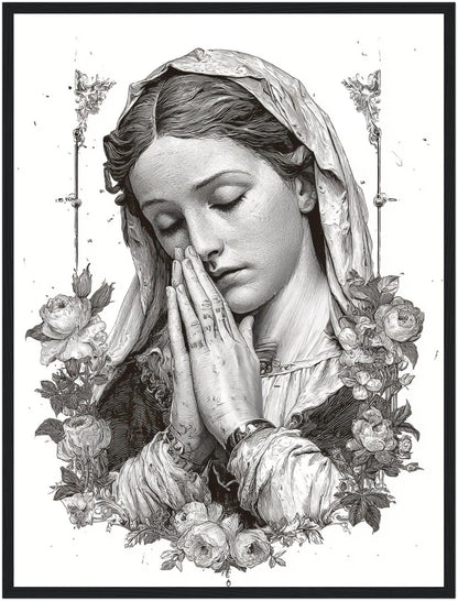Betende Frau Blumenrahmen Poster