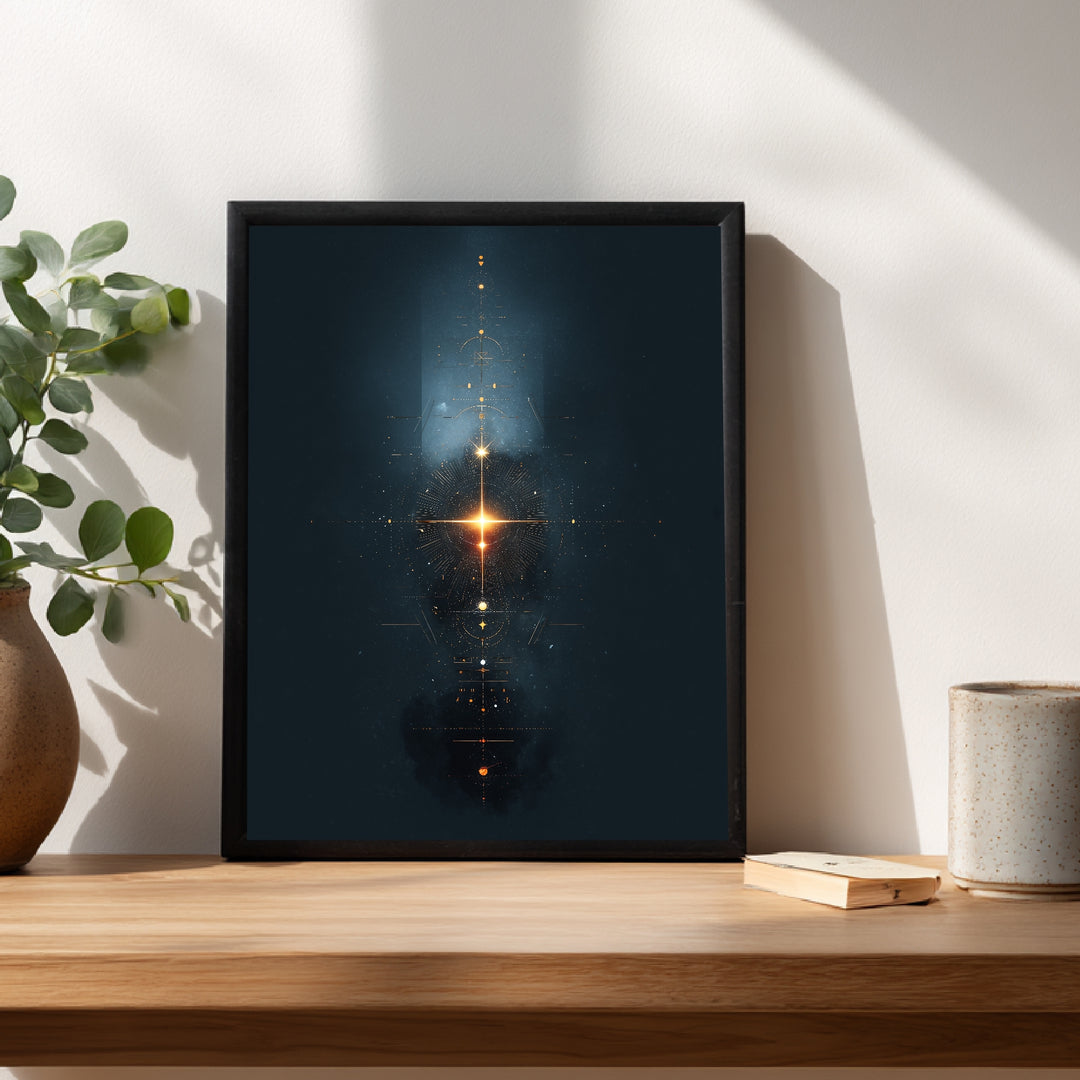 Geometrisches Lichtsymbol Kosmos Poster abstrakt – mattes Kunstdruck-Papier – Ansicht 3