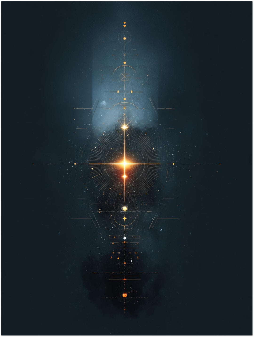 Geometrisches Lichtsymbol Kosmos abstrakt – Wandkunst