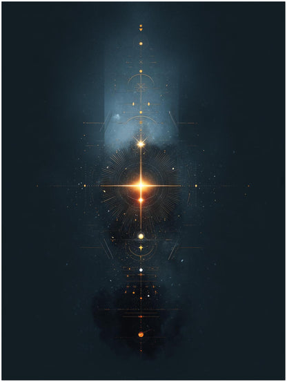 Geometrisches Lichtsymbol Kosmos Poster