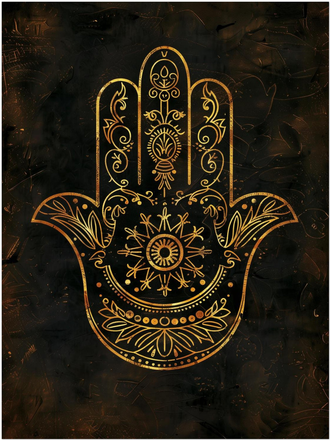 Goldene Hamsa Hand Leinwandbild – Ohne Rahmen – Produktfoto