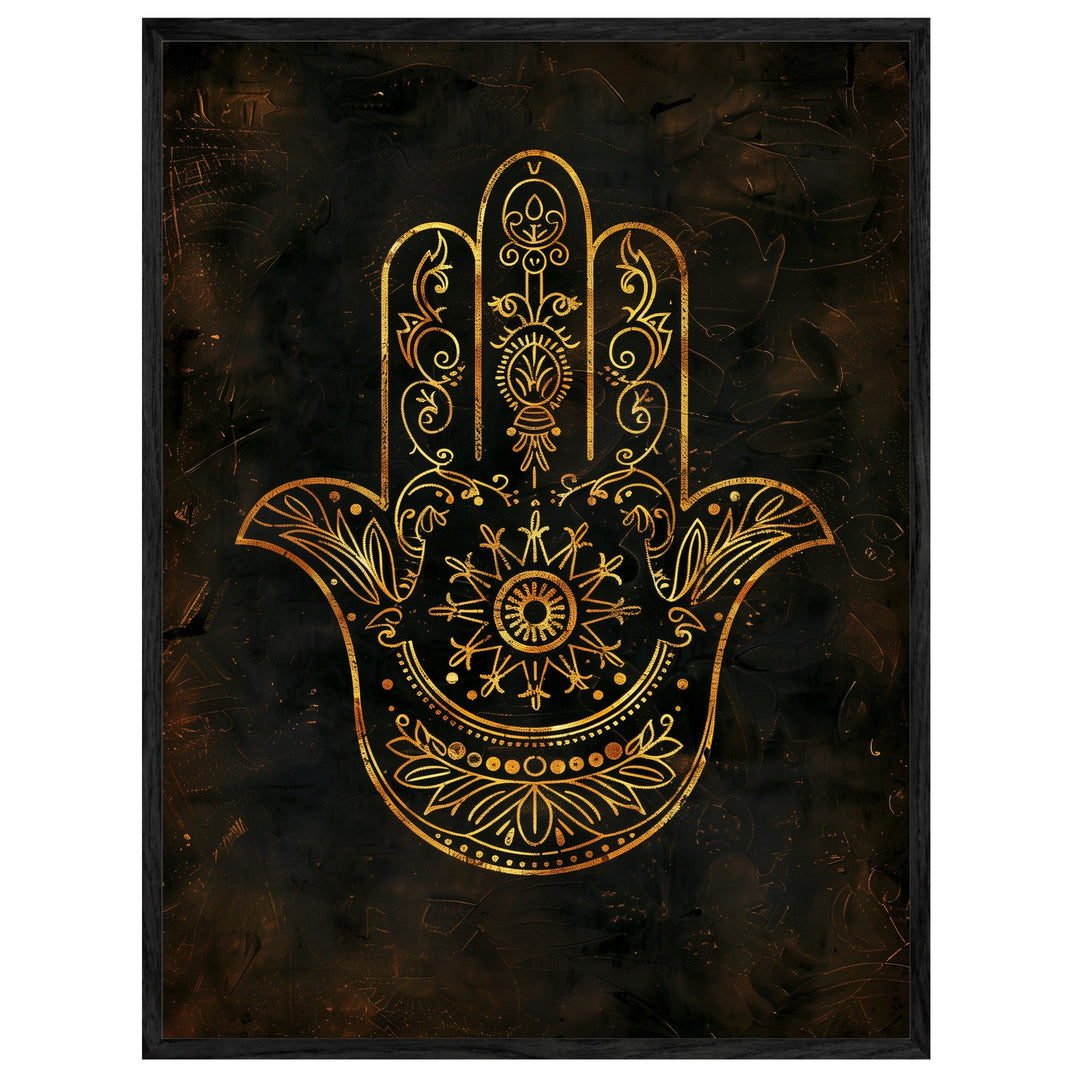 Goldene Hamsa Hand Leinwandbild – Leinwandbild