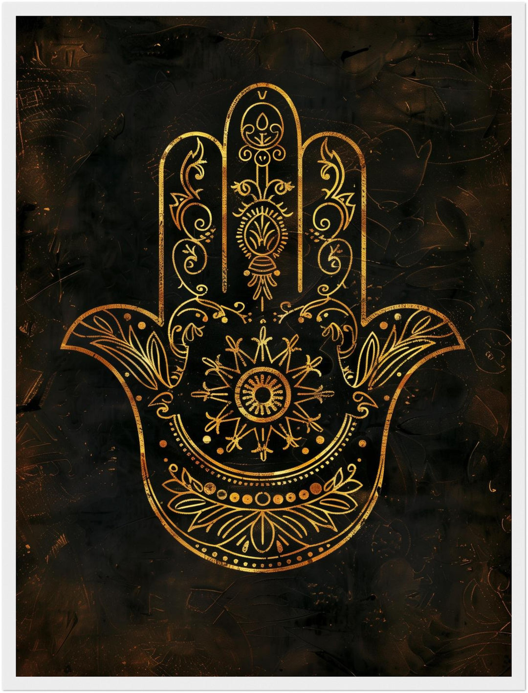 Goldene Hamsa Hand Poster – Weißer Rahmen – Produktfoto