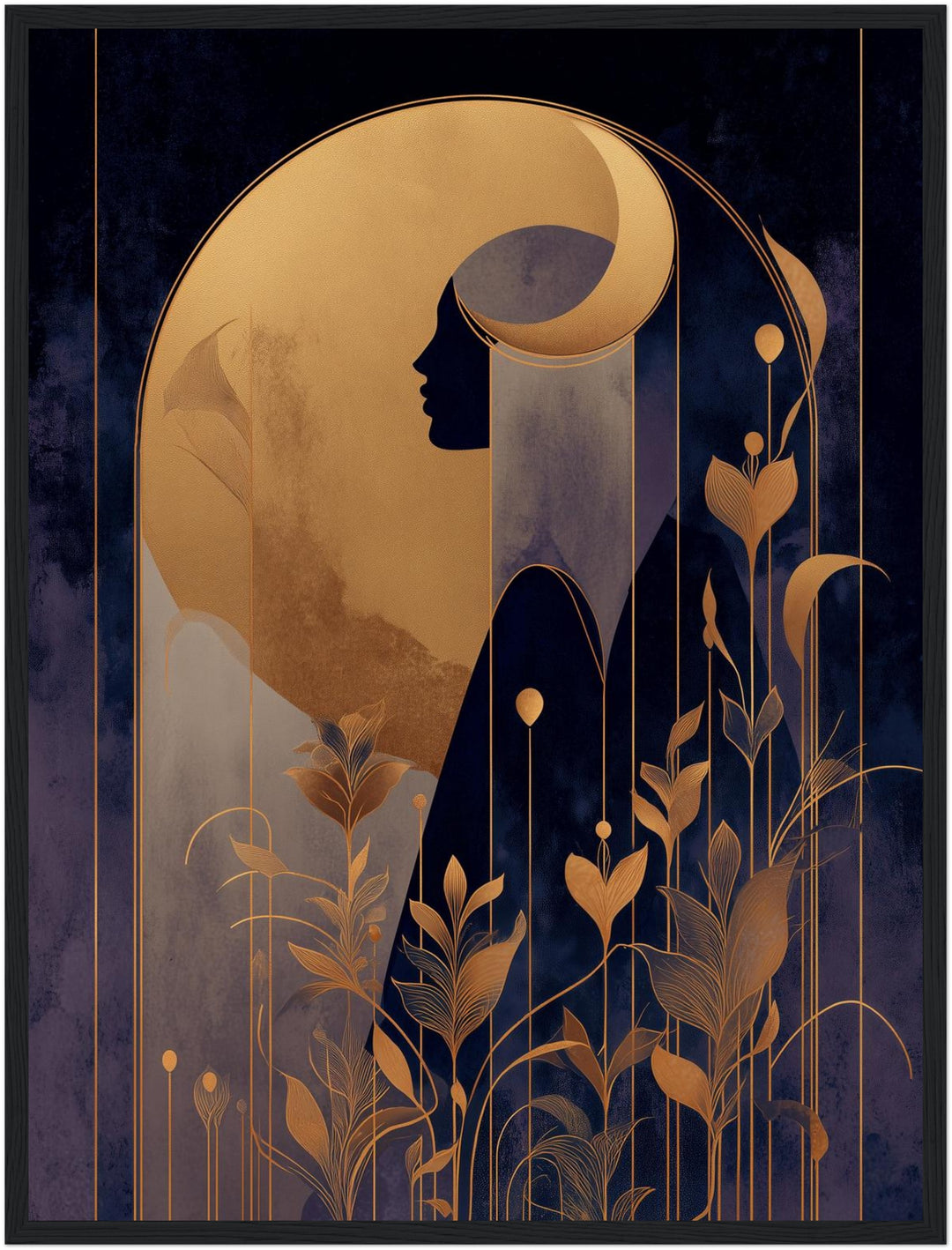 Goldene weibliche Silhouette Pflanzen Poster abstrakt – mattes Kunstdruck-Papier – Ansicht 5
