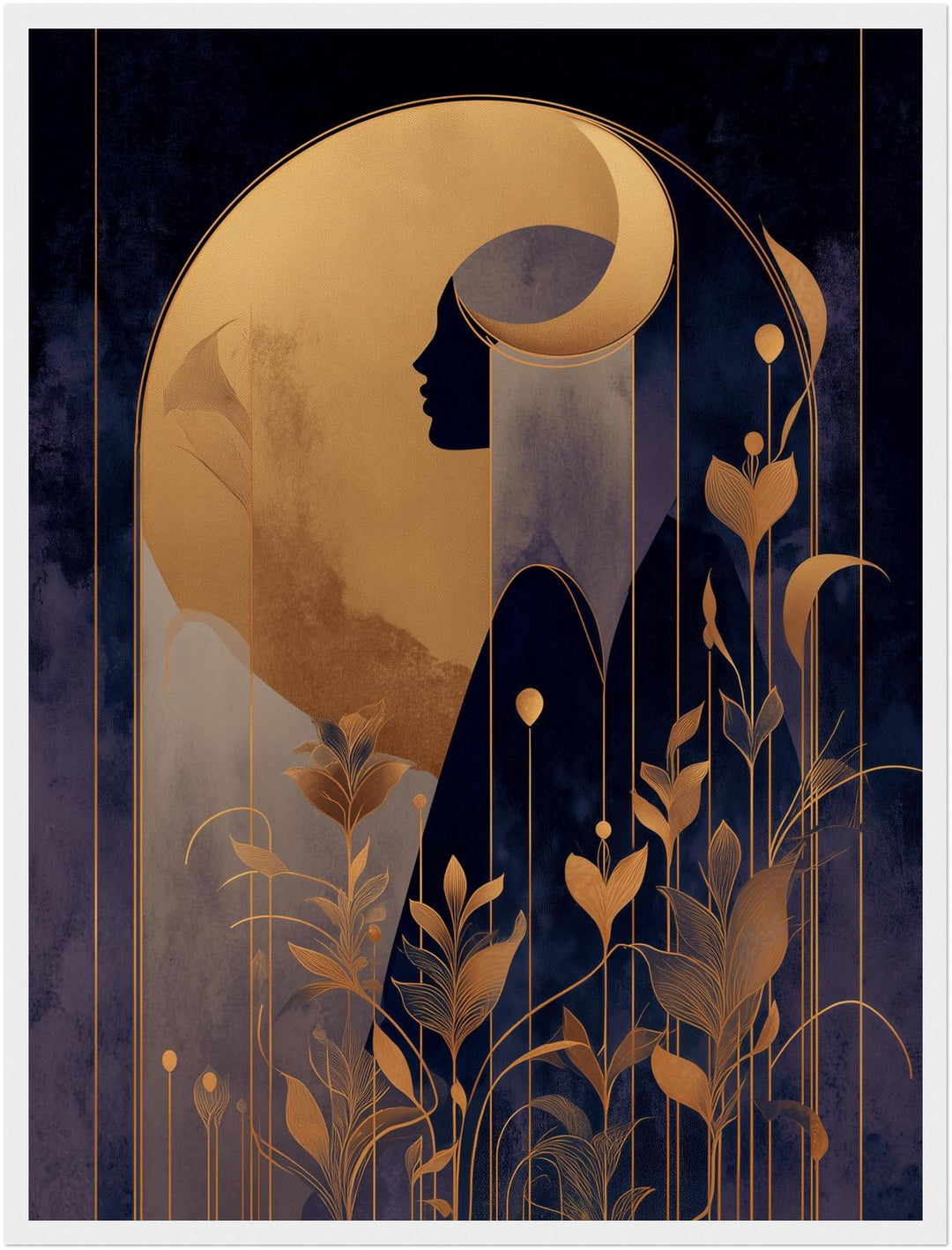 Goldene weibliche Silhouette Pflanzen Poster abstrakt – mattes Kunstdruck-Papier – Ansicht 6