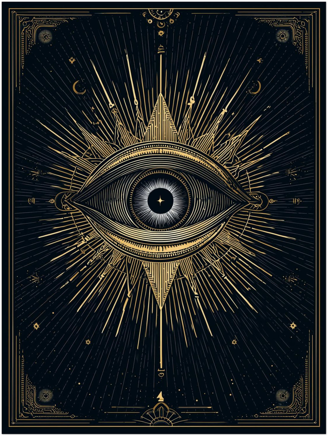 Goldenes Auge Strahlen abstrakt – Wandkunst