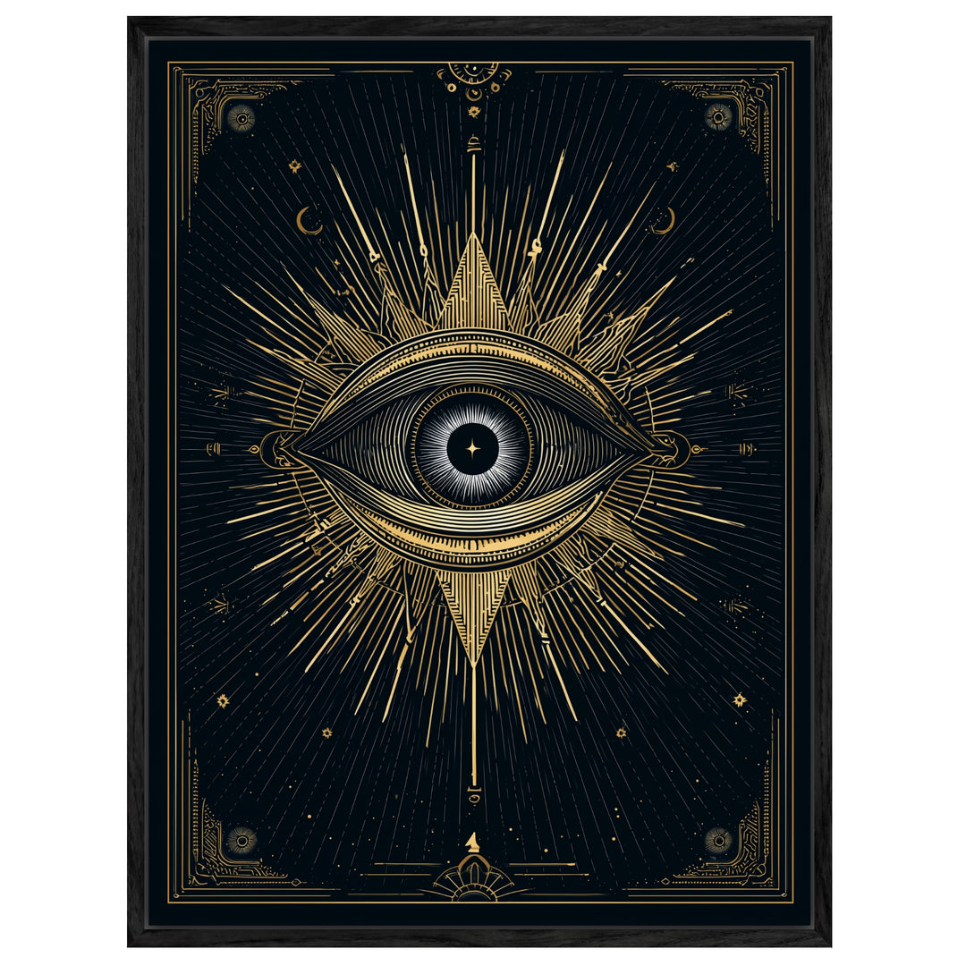 Goldenes Auge Strahlen Leinwandbild abstrakt – Leinwand auf Holzrahmen – Ansicht 4