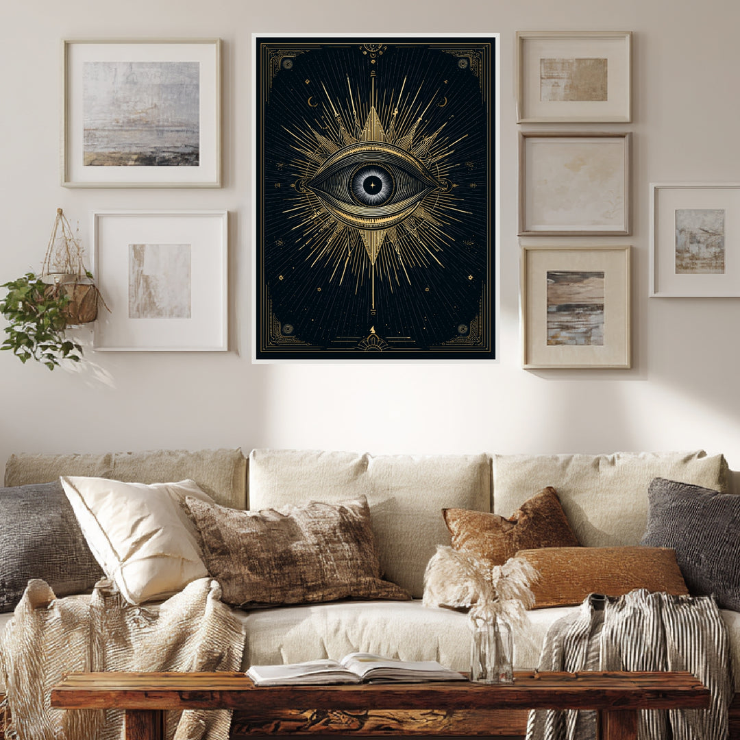 Goldenes Auge Strahlen Poster abstrakt – mattes Kunstdruck-Papier – Ansicht 4